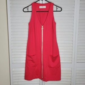 Amanda Uprichard Zip Front V-Neck Sleeveless Pink Mini Dress Sz XS/P EUC MOD 60s